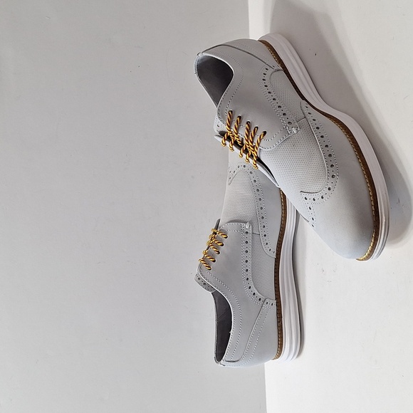 Cole Haan Men's Gray Lace Up Business Preppy Grand Wingtip Oxford Shoes Size 9M - Picture 6 of 12